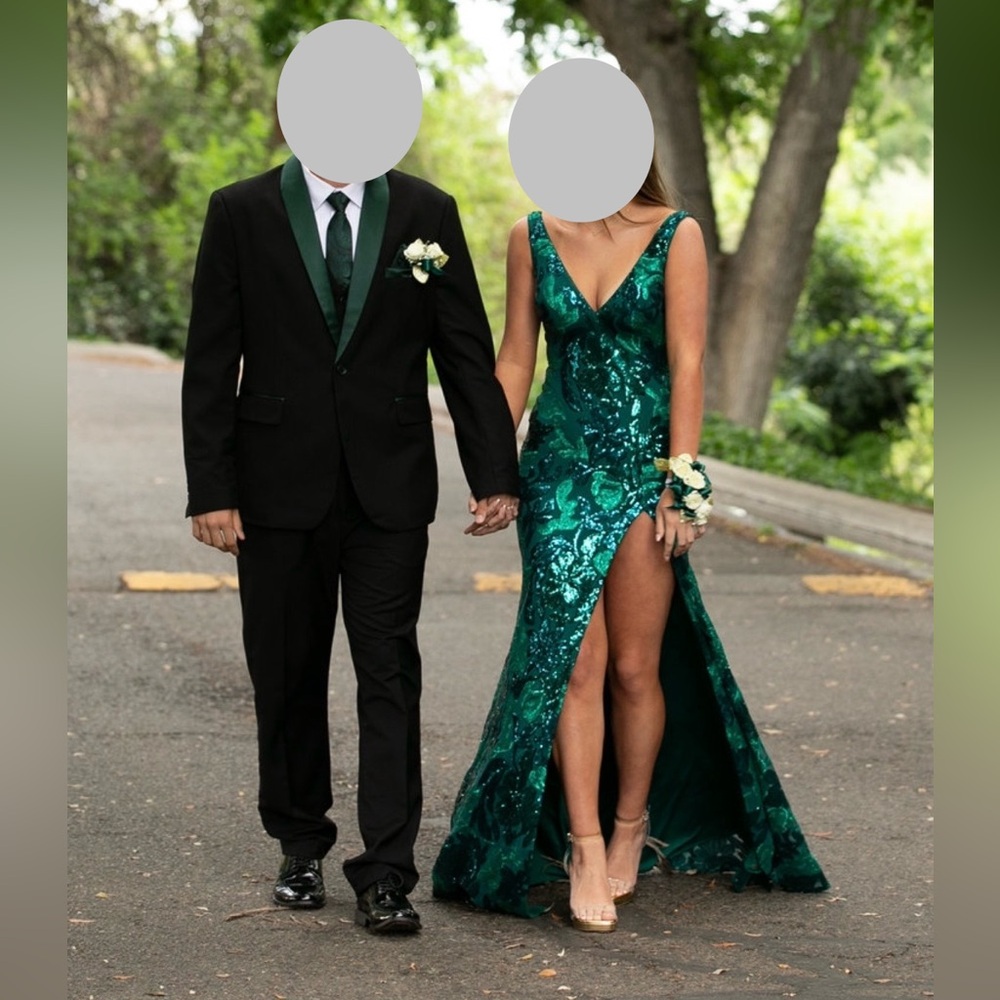 Jovani sleeveless sequin gown with plunging v-neckline